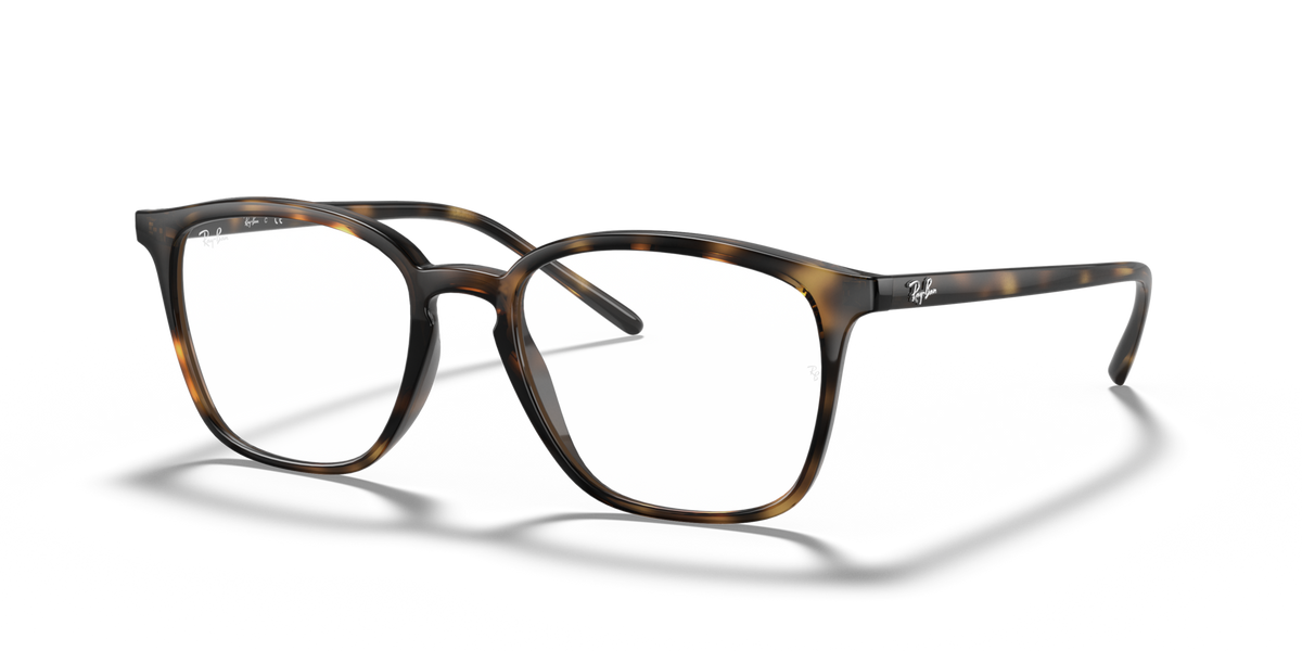 Ray-Ban RX7185 prescription eyewear frames, brown tortoise look rectangular front