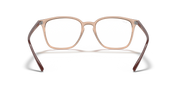 Prescription eyewear frames, light brown translucent front view with notched bridge