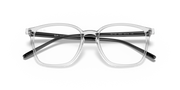 Prescription eyewear frames, clear dark gray translucent front view with smooth temples