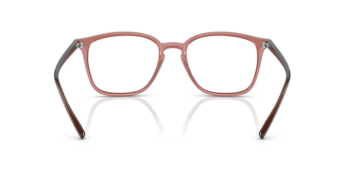 Havana brown transparent square prescription eyewear frames front view, clear lenses