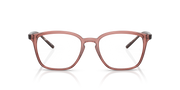Havana brown transparent square prescription eyewear frames front view, clear lenses