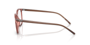 Havana brown transparent prescription eyewear frames side view with metal temple arms