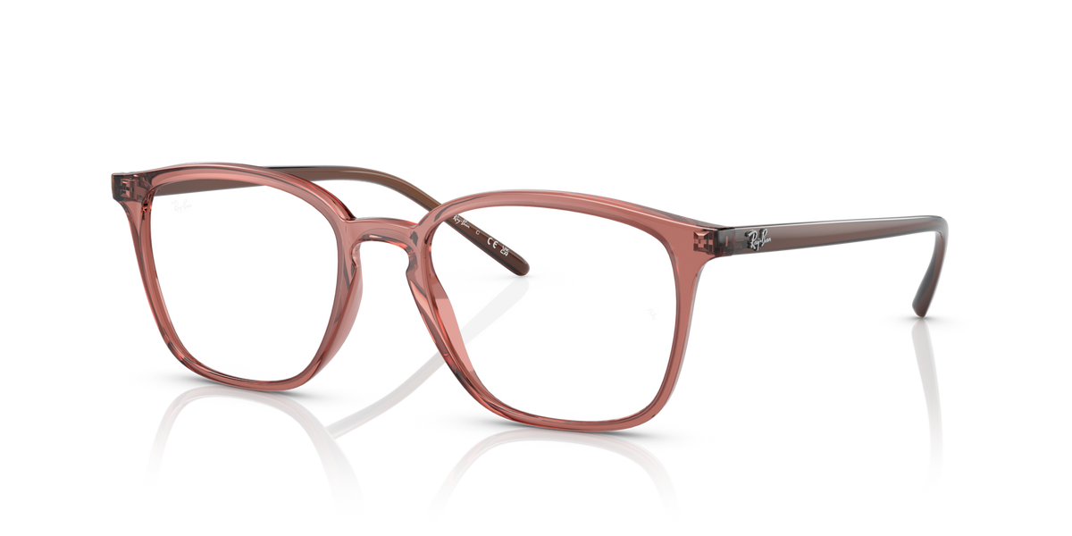Havana brown transparent square prescription eyewear frames with clear lenses