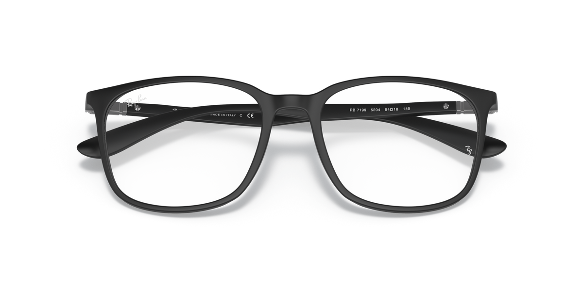 Ray-Ban prescription eyewear frames, dark top view with clear lenses and bridge