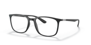 Ray-Ban prescription eyewear frames, dark rectangular full-rim with clear lenses