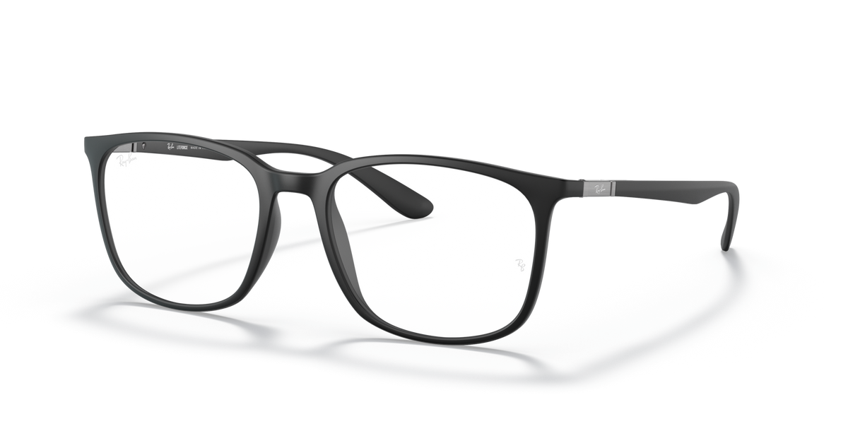 Ray-Ban prescription eyewear frames, dark rectangular full-rim with clear lenses