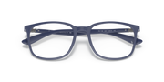 Ray-Ban prescription eyewear frames, blue rectangular full-rim with clear lenses