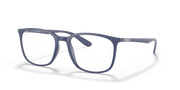 Ray-Ban prescription eyewear frames, blue rectangular full-rim with clear lenses