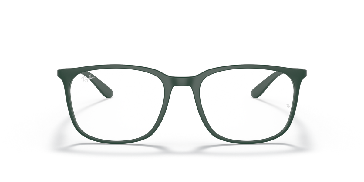 Ray-Ban RX7199 eyeglass frames, greenish-gray, full-rim rectangular lenses, front view