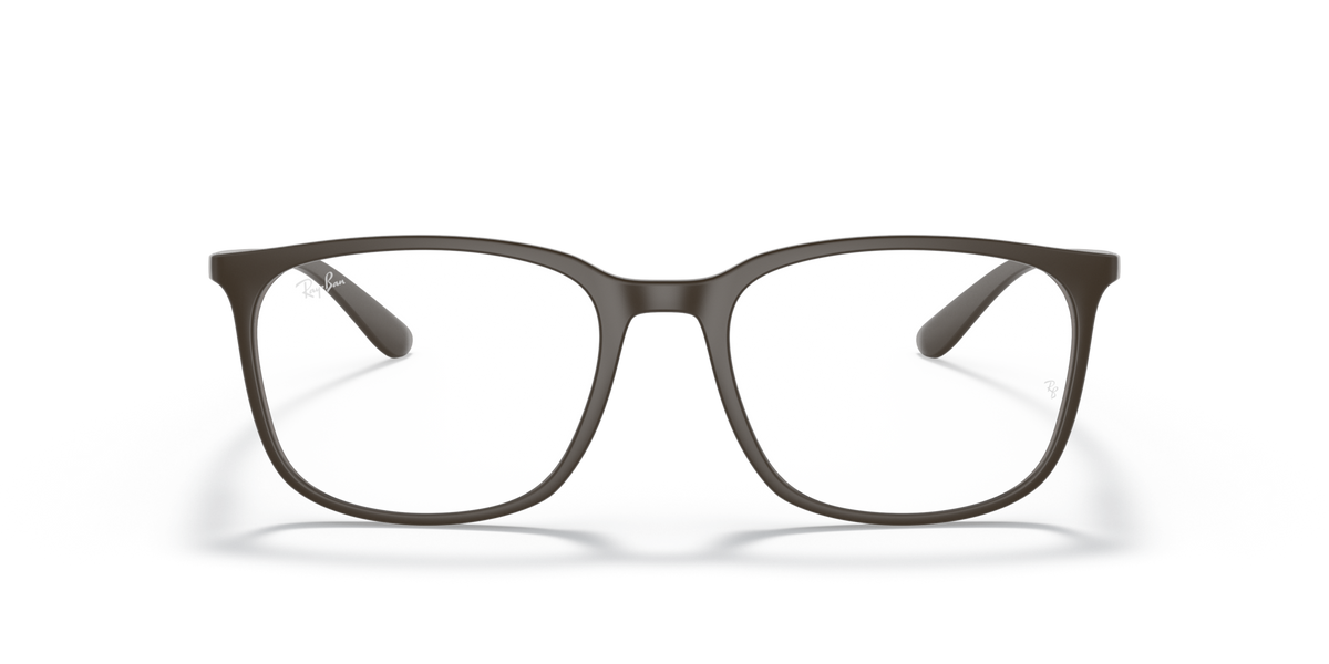 Rectangular full-rim prescription eyeglass frames, dark gray, front view