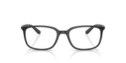 Matte black rectangular prescription eyeglass frames with curved temples and nose bridge