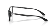 Matte black prescription eyeglass frames shown in profile with extended side arms
