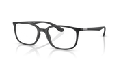 Matte black rectangular prescription eyeglass frames with full-rim design and side arms