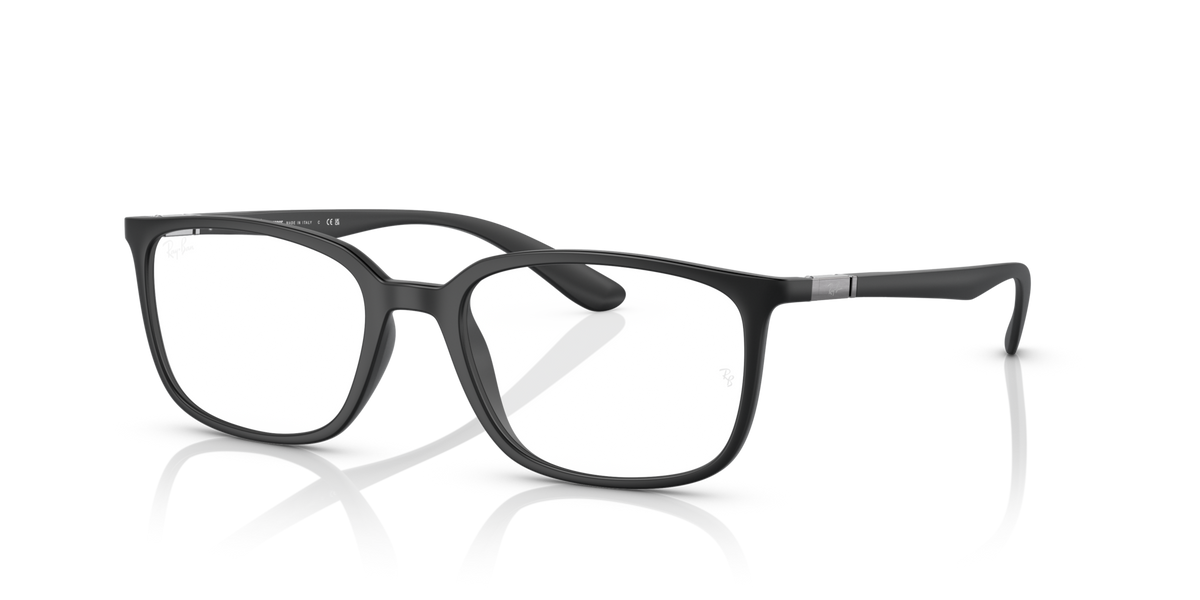 Matte black rectangular prescription eyeglass frames with full-rim design and side arms
