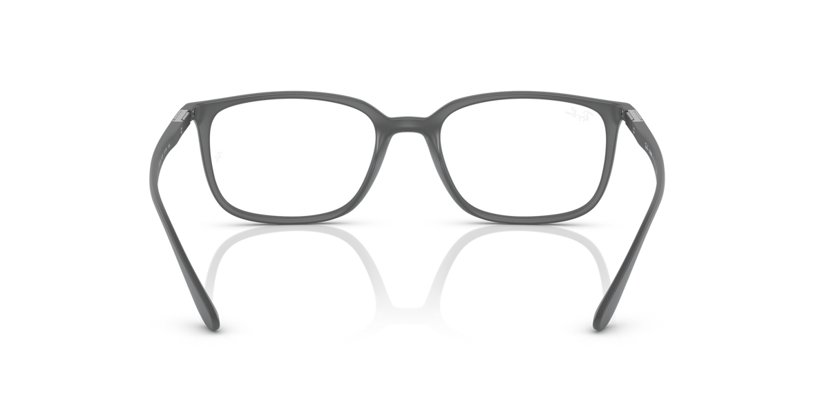 Ray-Ban RX prescription frames, matte grey finish, two-tone lens openings, angled front