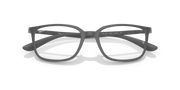 Ray-Ban RX prescription frames, matte grey finish, rectangular lenses, top bar view