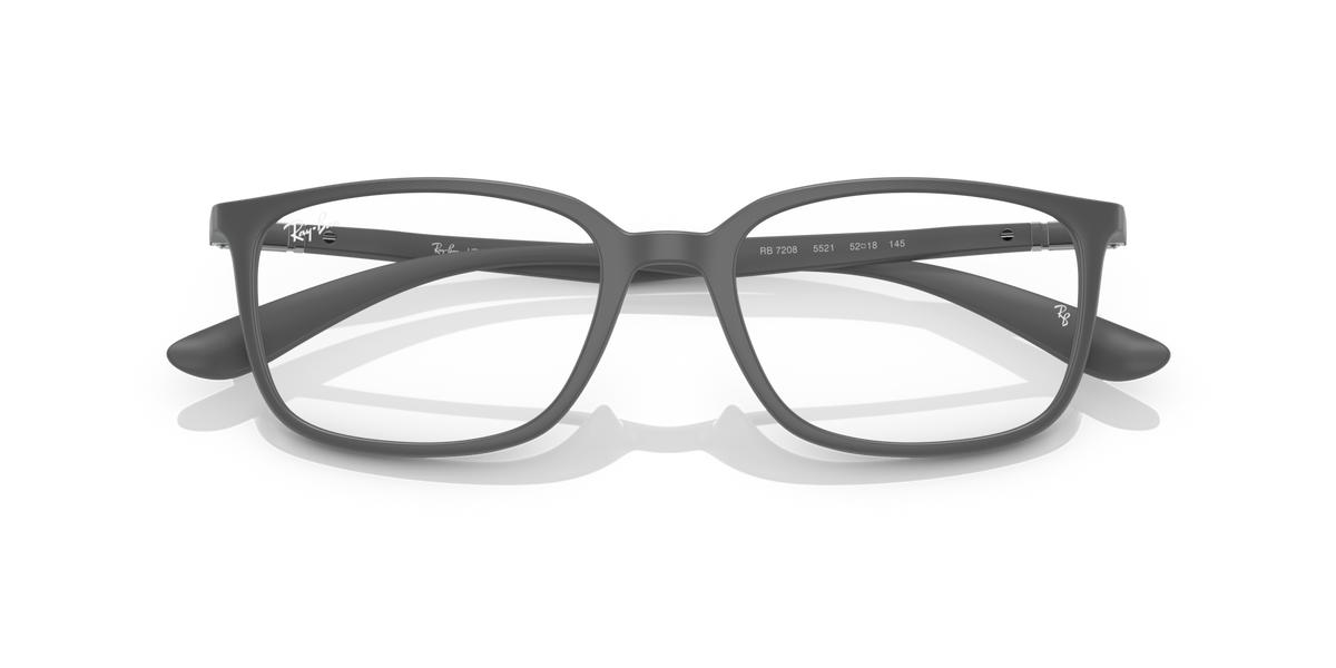 Ray-Ban RX prescription frames, matte grey finish, rectangular lenses, top bar view