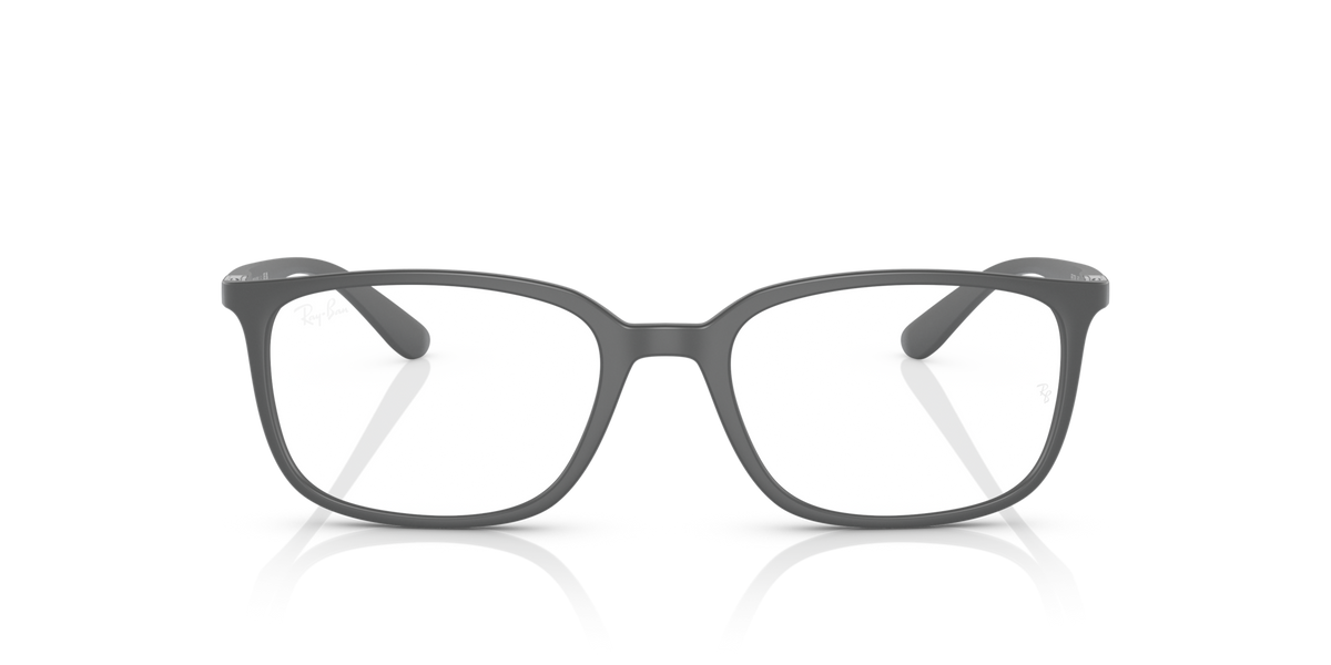 Ray-Ban RX prescription frames, matte grey finish, rectangular lenses, front view