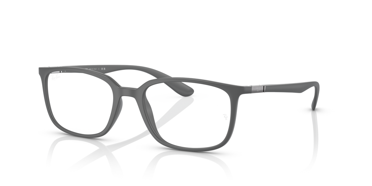 Ray-Ban RX prescription frames, dark matte finish, rectangular lenses, visible temple arms