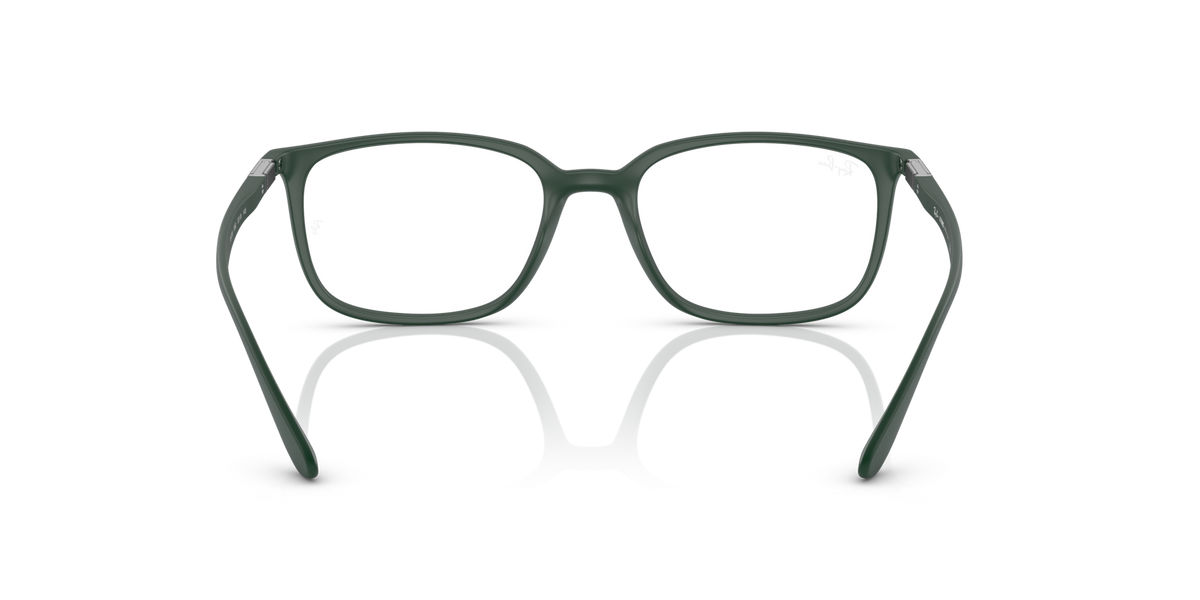 Ray-Ban RX prescription frames, matte grey finish, rectangular lenses, angled front view