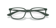 Ray-Ban RX prescription frames, matte green finish, rectangular lenses, top bar view