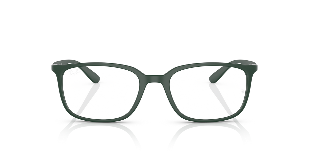Ray-Ban RX prescription frames, matte green finish, rectangular lenses, front view
