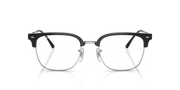 Black rectangular eyeglass frames with clear lenses, straight front view