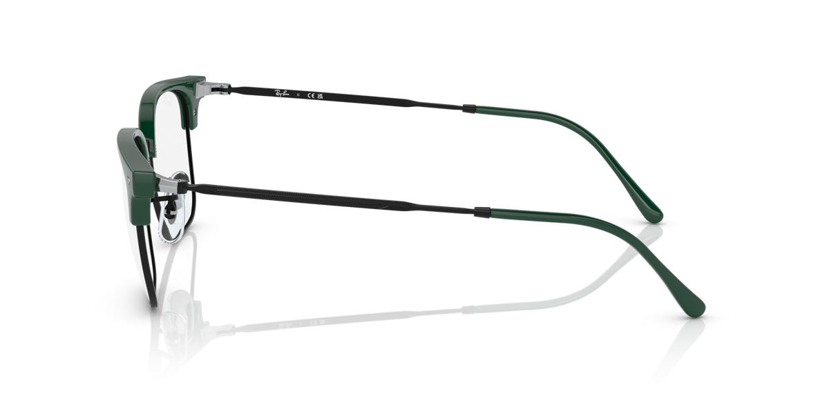 Ray-Ban Clubmaster prescription frames, green acetate side view with metal arms