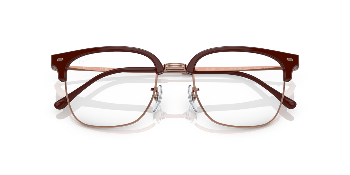 Ray-Ban prescription eyeglass frames, havana brown acetate with clear lenses