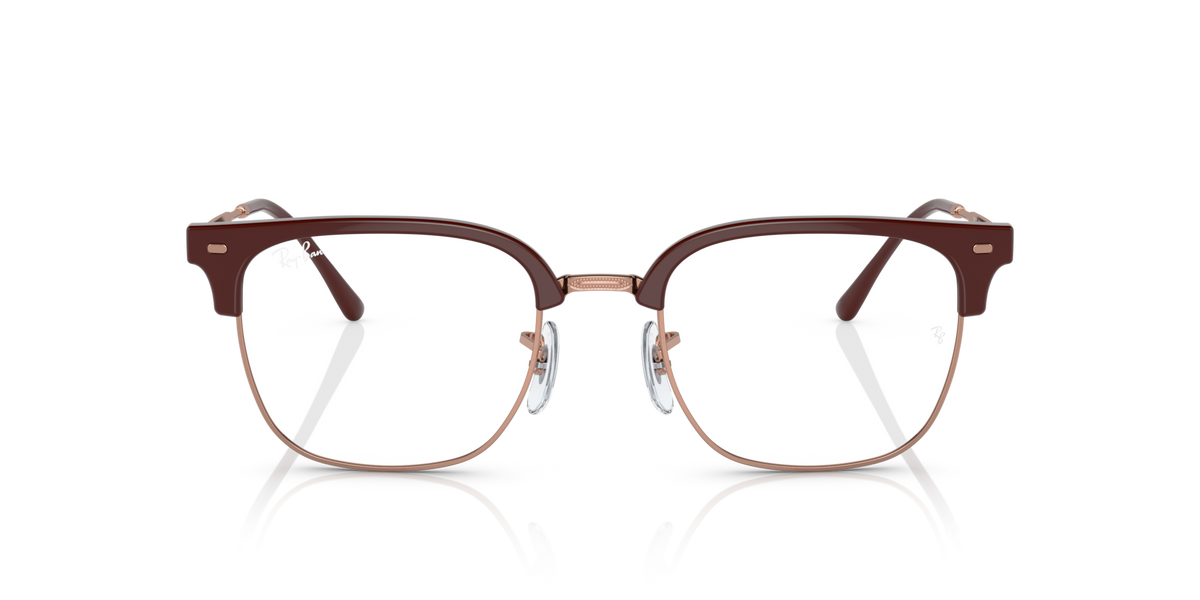 Ray-Ban Clubmaster prescription frames, havana brown with gold metal bridge