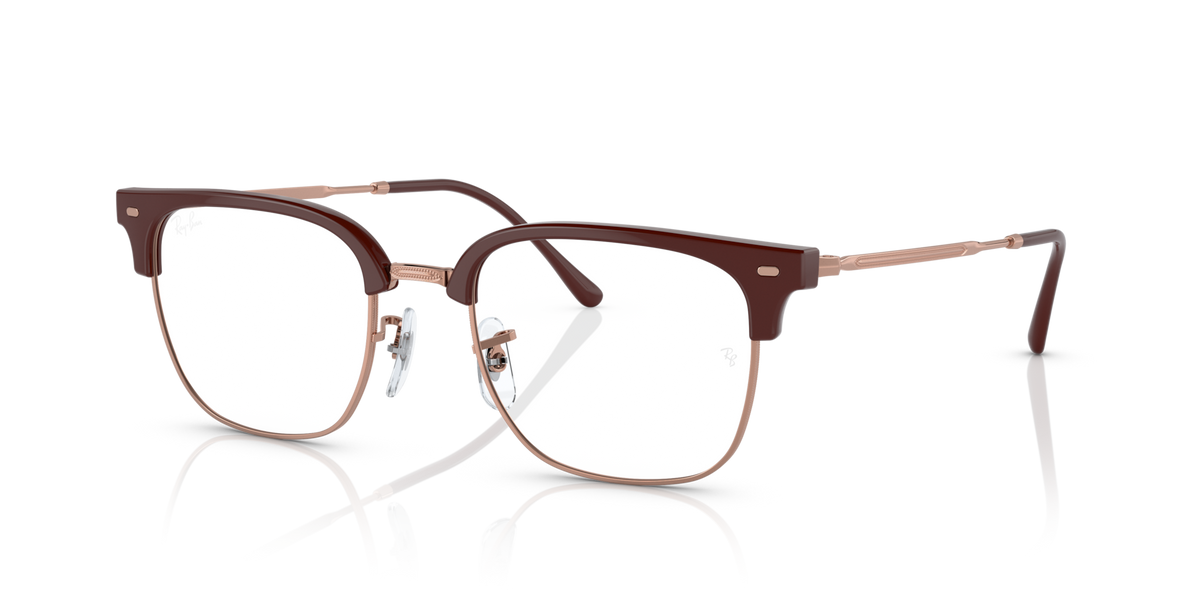 Ray-Ban Clubmaster prescription frames, havana brown with gold-toned metal accents