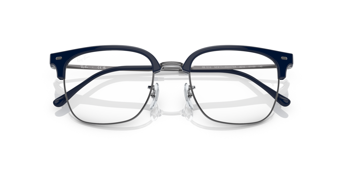 Ray-Ban prescription eyeglass frames, blue translucent frames with clear lenses