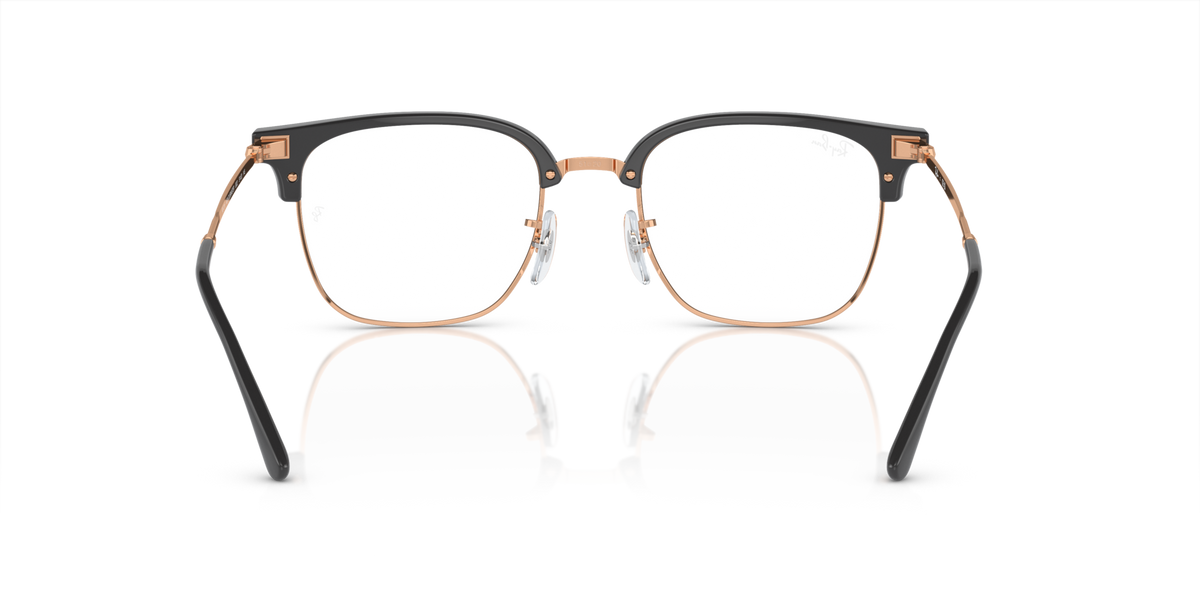 Ray-Ban prescription eyeglass frames, dark blue fronts with copper-toned temples