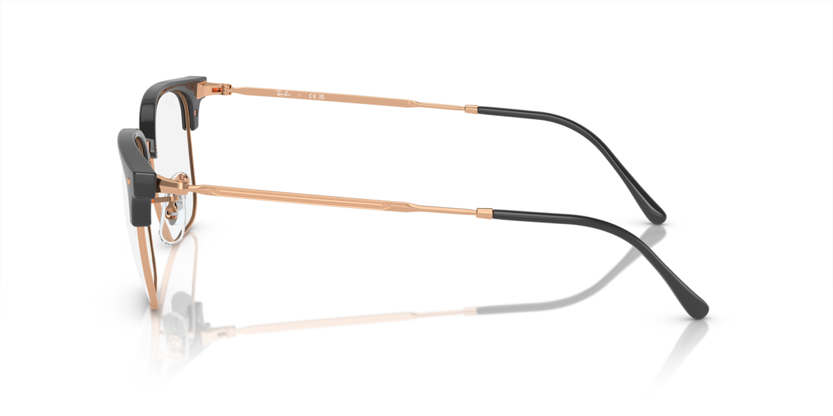 Ray-Ban prescription eyeglass frames, gunmetal sides with copper-toned temples