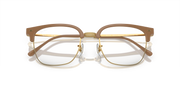 Havana brown and gold metal eyeglass frames, symmetrical front view