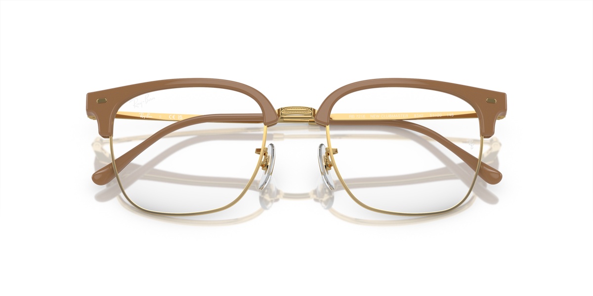 Havana brown and gold metal eyeglass frames, symmetrical front view