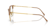 Havana brown and gold metal eyeglass frames, angled side profile