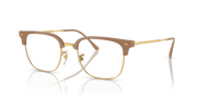 Havana brown and gold metal eyeglass frames, side view with temples