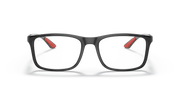 Ray-Ban prescription eyewear frames, black rectangular frames with red temple tips
