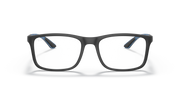 Ray-Ban RX8908 prescription eyewear frames, black rectangular design, blue temple accents