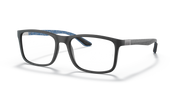 Ray-Ban RX8908 prescription eyewear frames, matte black, blue temple detailing, rectangular