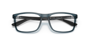 Ray-Ban prescription eyewear frames, blue translucent with textured temple detail
