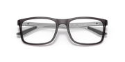 Ray-Ban RX8908 prescription eyewear frames, gray frame with blue patterned temple insets