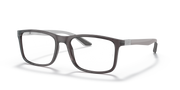Ray-Ban RX8908 prescription eyewear frames, gray-toned front, blue temple detailing, rectangular