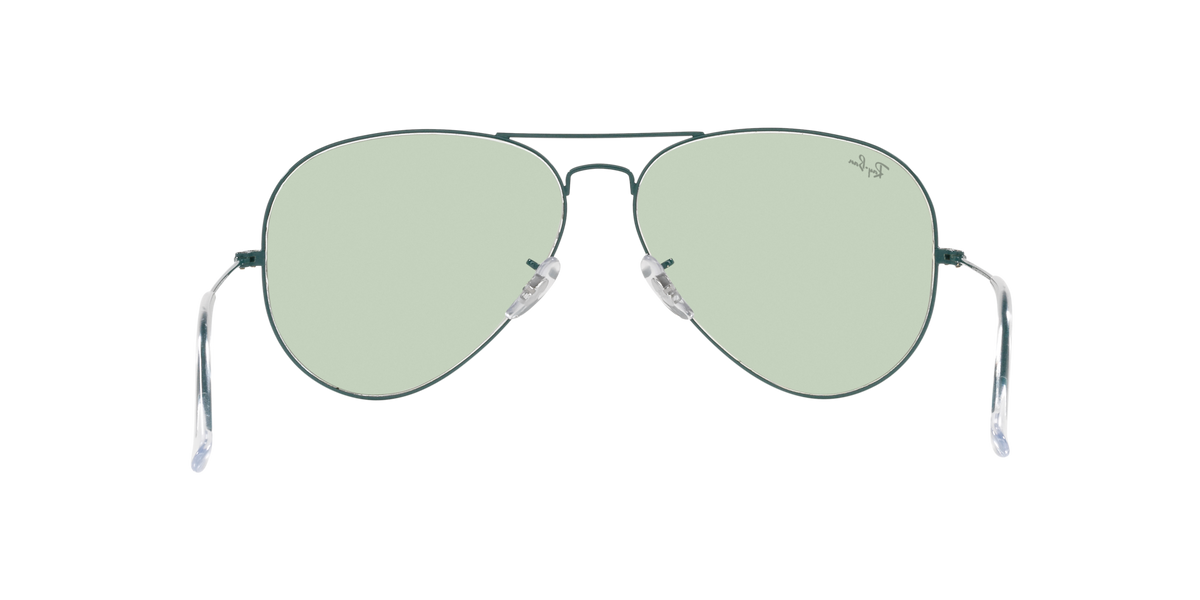 Aviator sunglasses with light mint lenses and light silver metal frame, front view