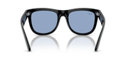 Ray-Ban sunglasses with dark frame and mirrored blue lenses, top view