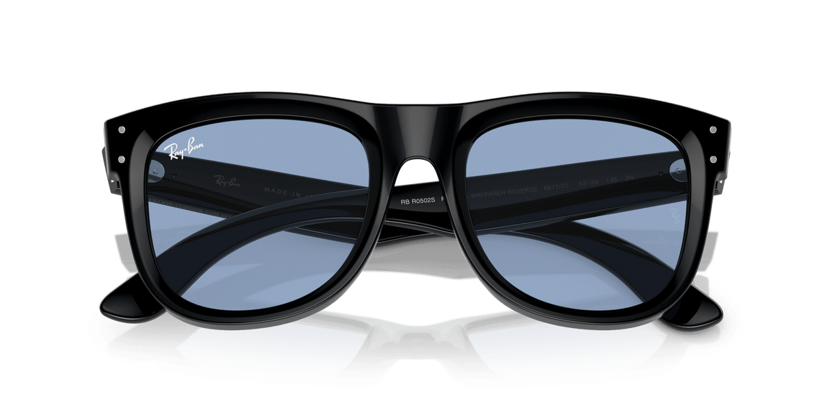 Ray-Ban Wayfarer Reverse sunglasses, black frame with dark blue-tinted lenses