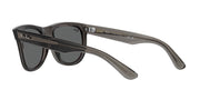 Wayfarer Reverse sunglasses, transparent smoke frame with dark lenses, angled side view