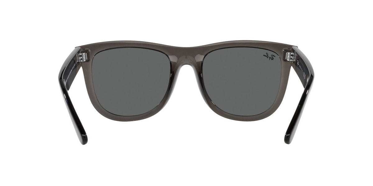 Wayfarer Reverse sunglasses, dark tortoise frame with dark gray lenses, front angled