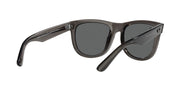 Wayfarer Reverse sunglasses, black-tinted frame with dark gray lenses, front three-quarter view